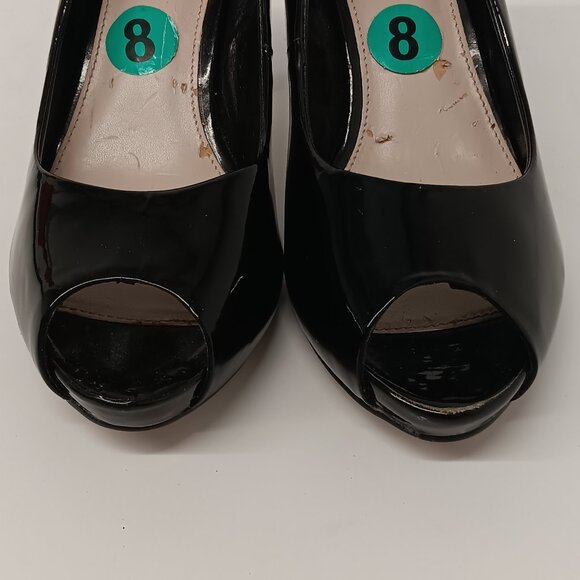 Vince Camuto Women's Black Patent Leather Peep Toe Pumps - US8 - Picture 6 of 10